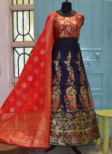 Blue And Pink Colour HOTAM HIT Designer Fancy Festive Wear Heavy Silk Printed Lehenga Choli Collection 10012